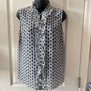 Boden Ruffle Semi Sheer Sleeveless Blouse